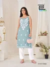 Hanshvi By Blue Hills Rayon Thread Work Kurti With Bottom
